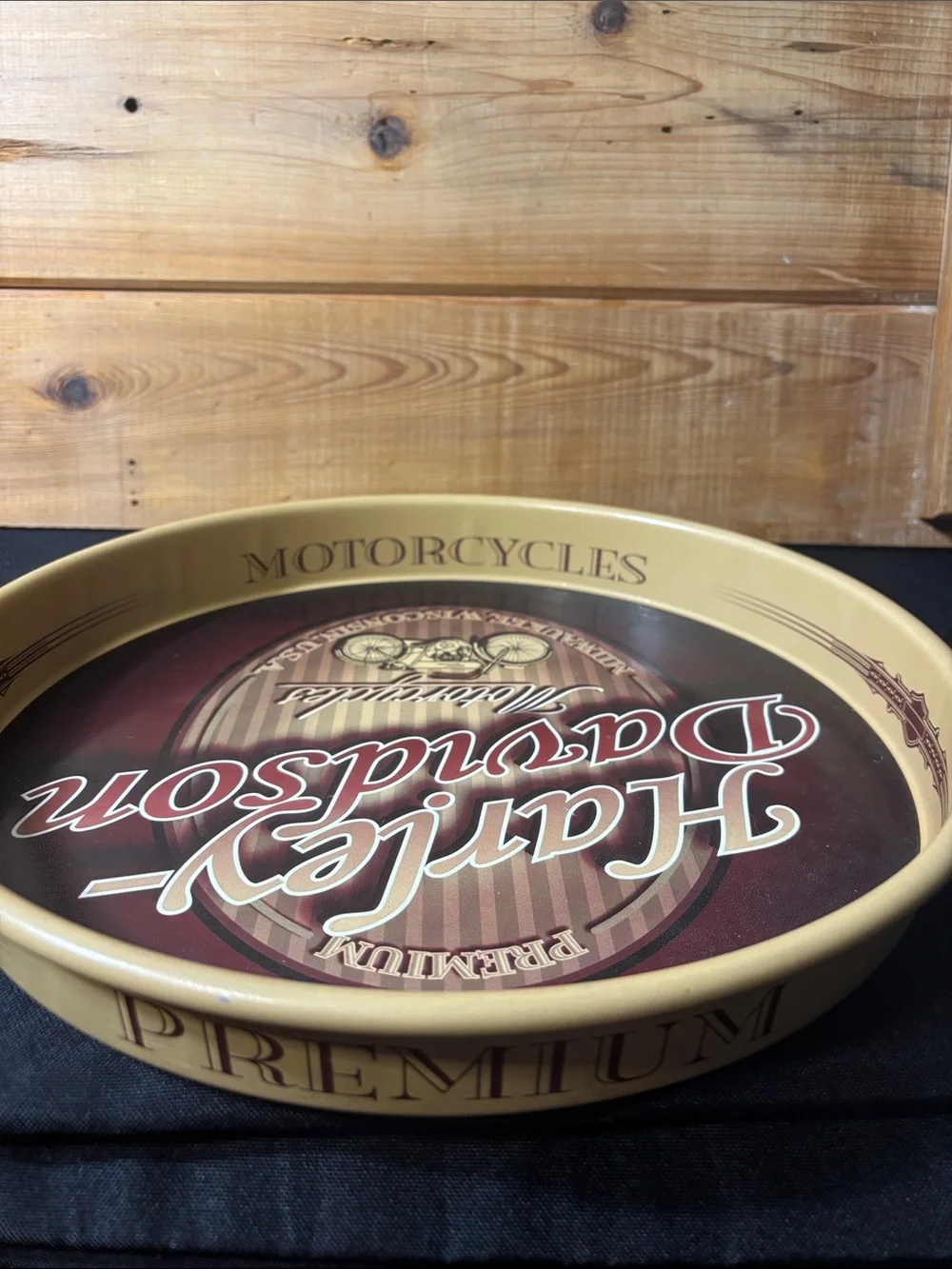 Harley-Davidson Premium Motorcycles Round Metal Bar Tray - Milwaukee Wisconsin